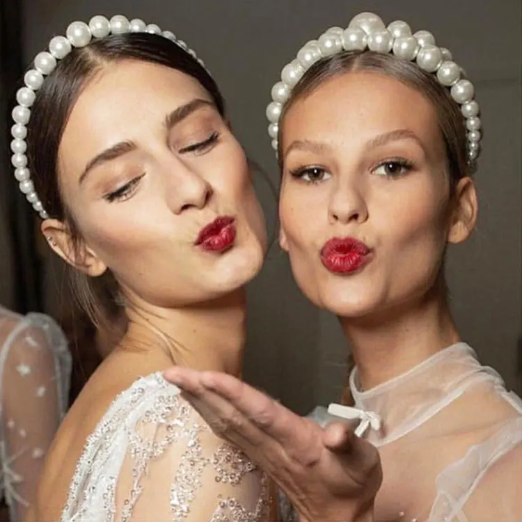 Fashionable temperament bright pearl hair band personality trend pearl hair accessories Wedding accessories women