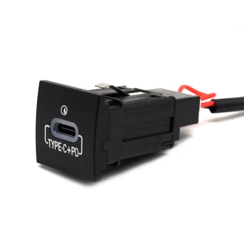 OEM дизайн ABS квадратный тип C Pd Usb зарядное устройство розетка с 12 В и USB порт для Toyota Corolla Rav4 Land Cruiser