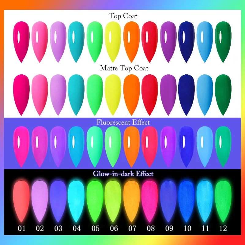 OEM ODM gel polish manufacturer luminous gel polish glow in the dark semi-permanant magenta pink blue yellow