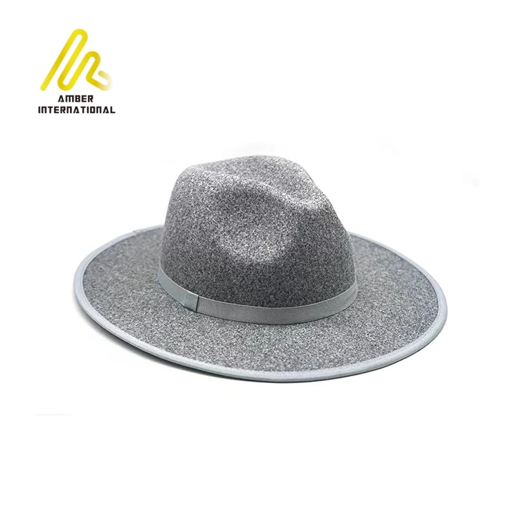 Quick Shipping 8 Colors Pure Plain Solid Color Women Men Wool Suede Wide Brim Fedora Hats With Ribbons