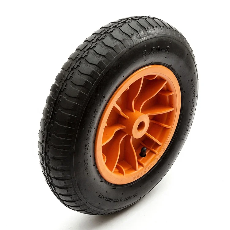 Factory price 3.50-8 380x88mm flat free rubber wheel for garden cart