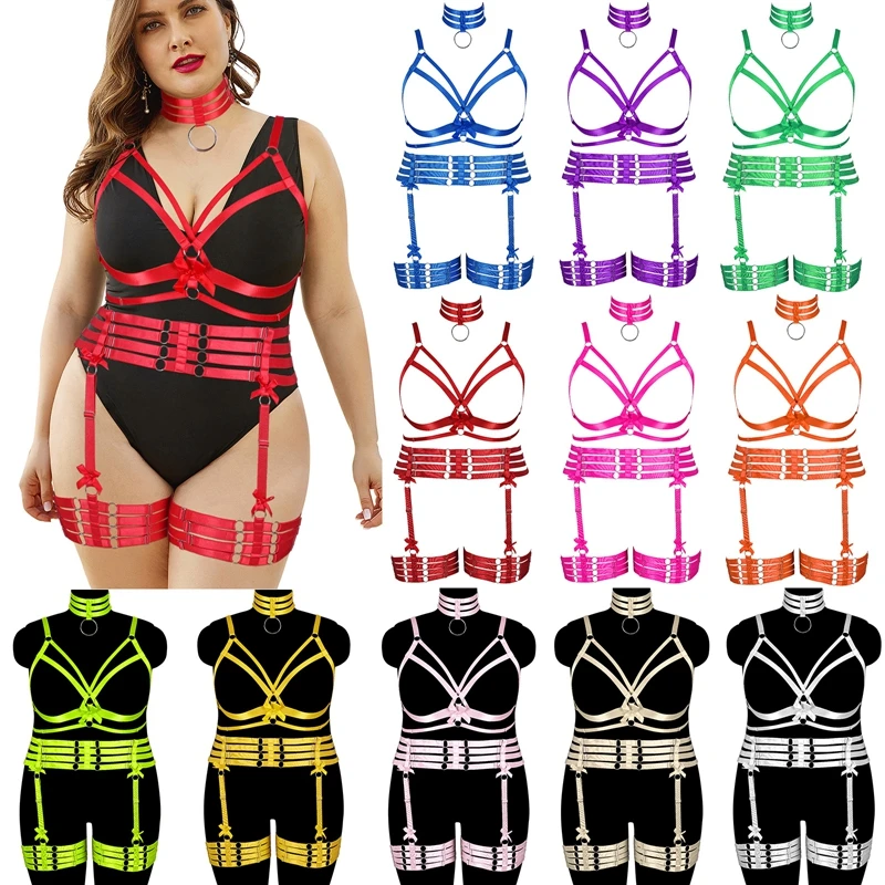 Plus Size Sexy Strappy Harness  Bondage body  Set Adjust Body with Collar for women Christmas Carnival Gift for Party Night