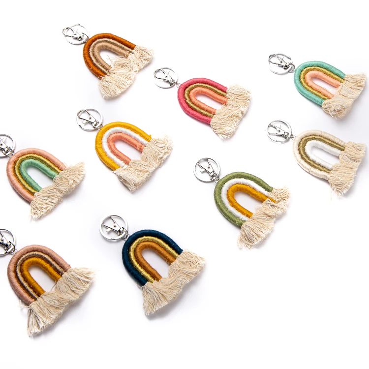 
Wholesale all kinds of customized fashion trim tassel leather Korean velvet keychain decoration rainbow cotton thread curtain ac 