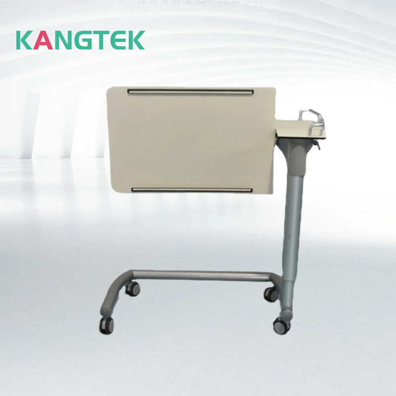 Hospital Height Adjustable  Mobile Overbed Table Medical Patient Dinning Bedside Table