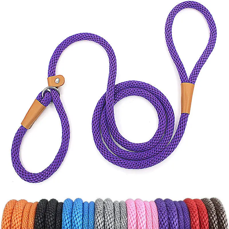 Kingtale Dog Slip Lead Snap Hook Rope Leash Strong Heavy Duty Braided Dog Training Leash No Pull Training Lead Leashes
