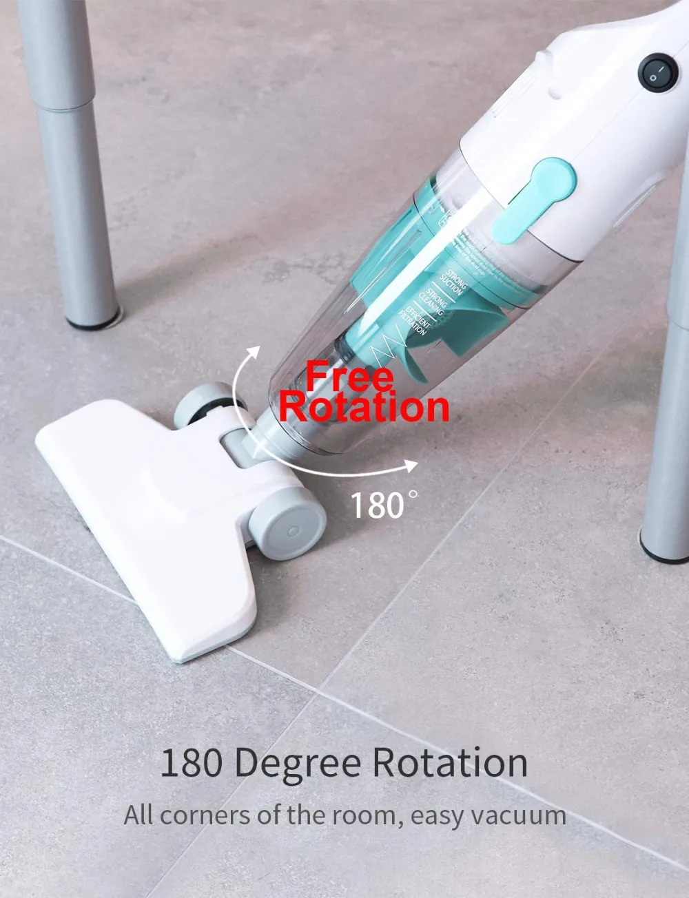 High end custom 600 W Wheeled floor brush Cyclone filtration system bed stick corded vacuum cleaner 2in1 with corded handheld