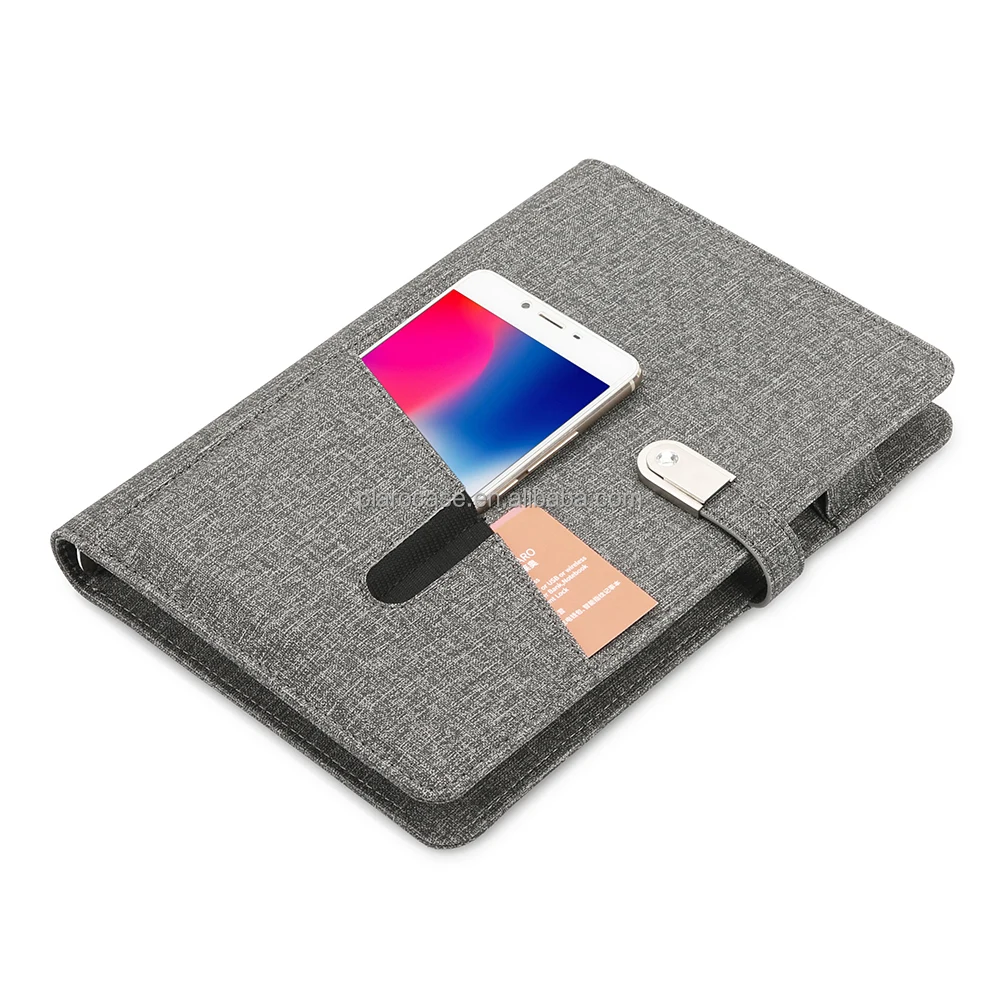 A5 PU Dairy Writing Notebook with USB Power Bank