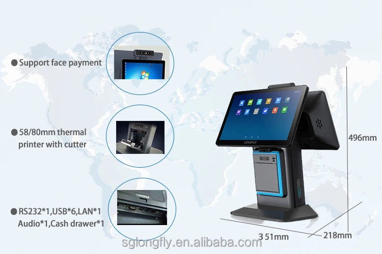 LongFly Machines Skd экран Tpv аппаратное оборудование в принтере 15 6 дюймов все одном pos omSale Android Desktop Pos сенсорный