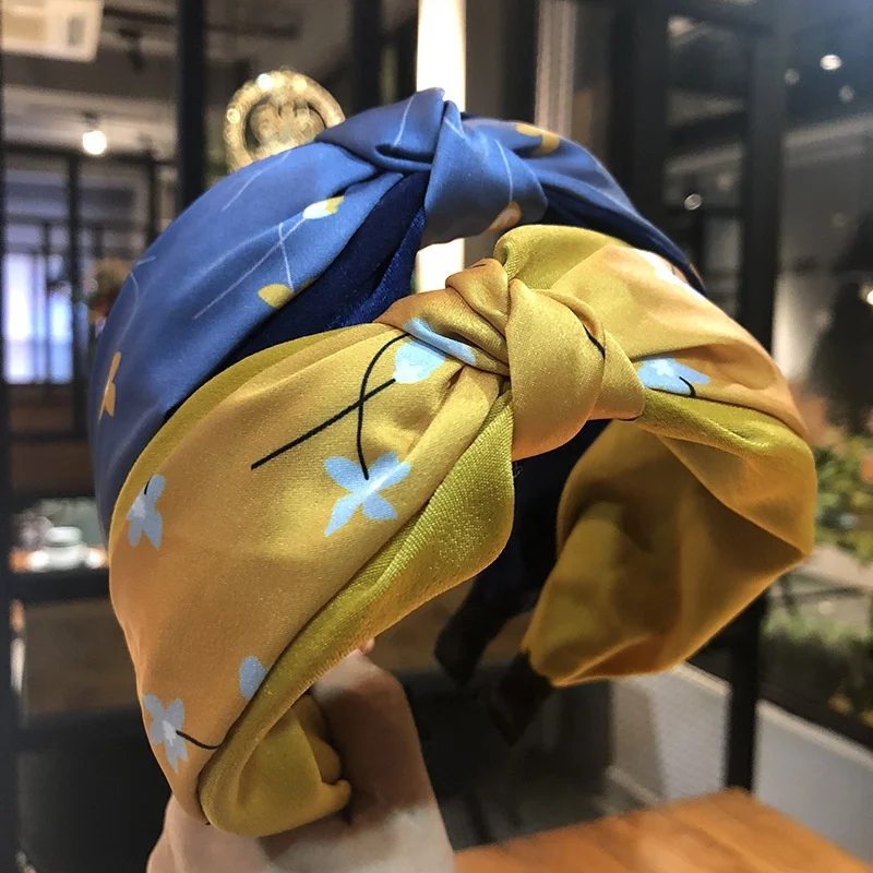 2022 fashion two-color cheap ladies hair band flower wide cross woman knot head bands