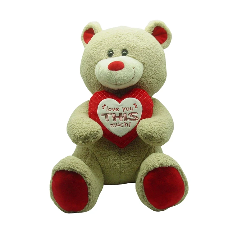 Lovely soft stuffed plush cute animal teddy bear with heart pillow for Valentine