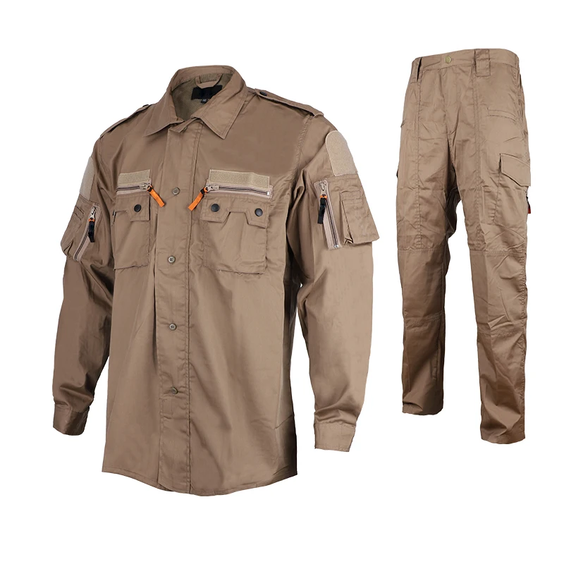 Double Safe Wholesale Ready To Ship Breathable Khaki Outdoor Suit Safety Training Tactical Security Guard Uniform