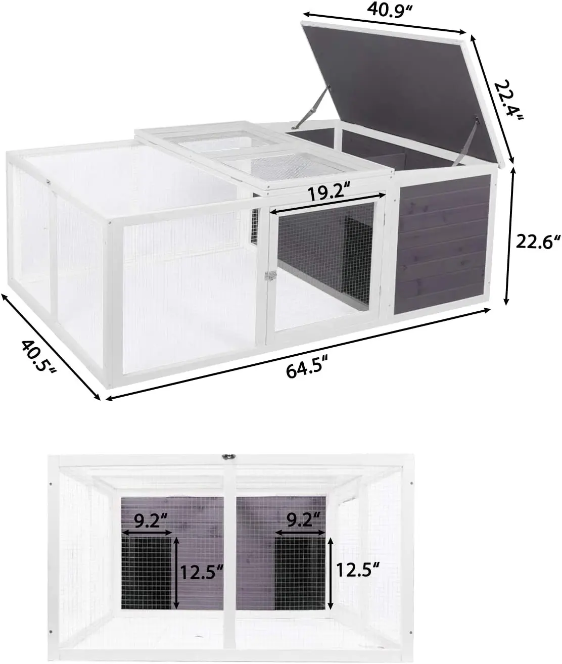 Outdoor Poultry Duck Cage Bunny Wood Rabbit Hutch House For Small Animals With Large Run