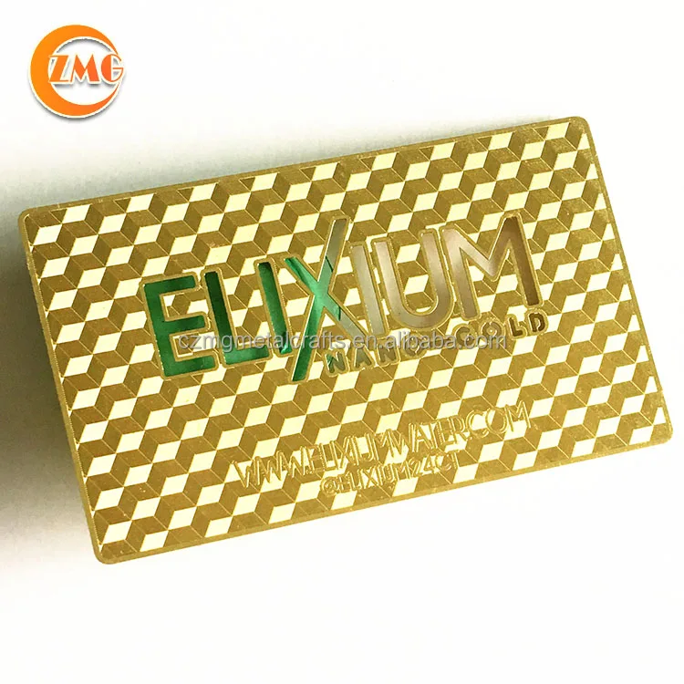 laser cut engraved golden metal business card in cheap price