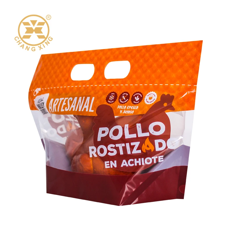 Bolsa Para Pollo Anti-Fog Stand up Pouch Resealable Roasted Chicken Packaging Bags With Handle Rotisserie Chicken Bags