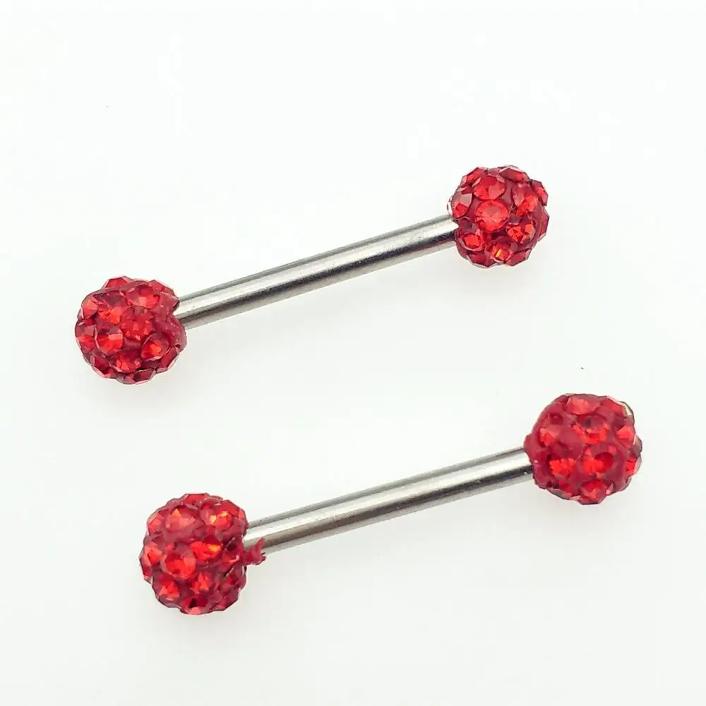
New Hot Sell Sexy Barbell Nipple Piercing Stainless Steel Round Ball Diamond CZ Barbell Nipple 