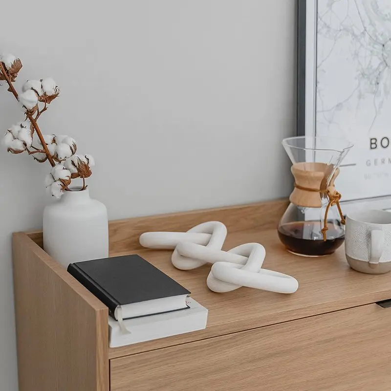 White Decor Bead Garland With Tassels Wooden Home Decoration Loop Hand-woven Rope Decorative Pieces Wood Chain Link