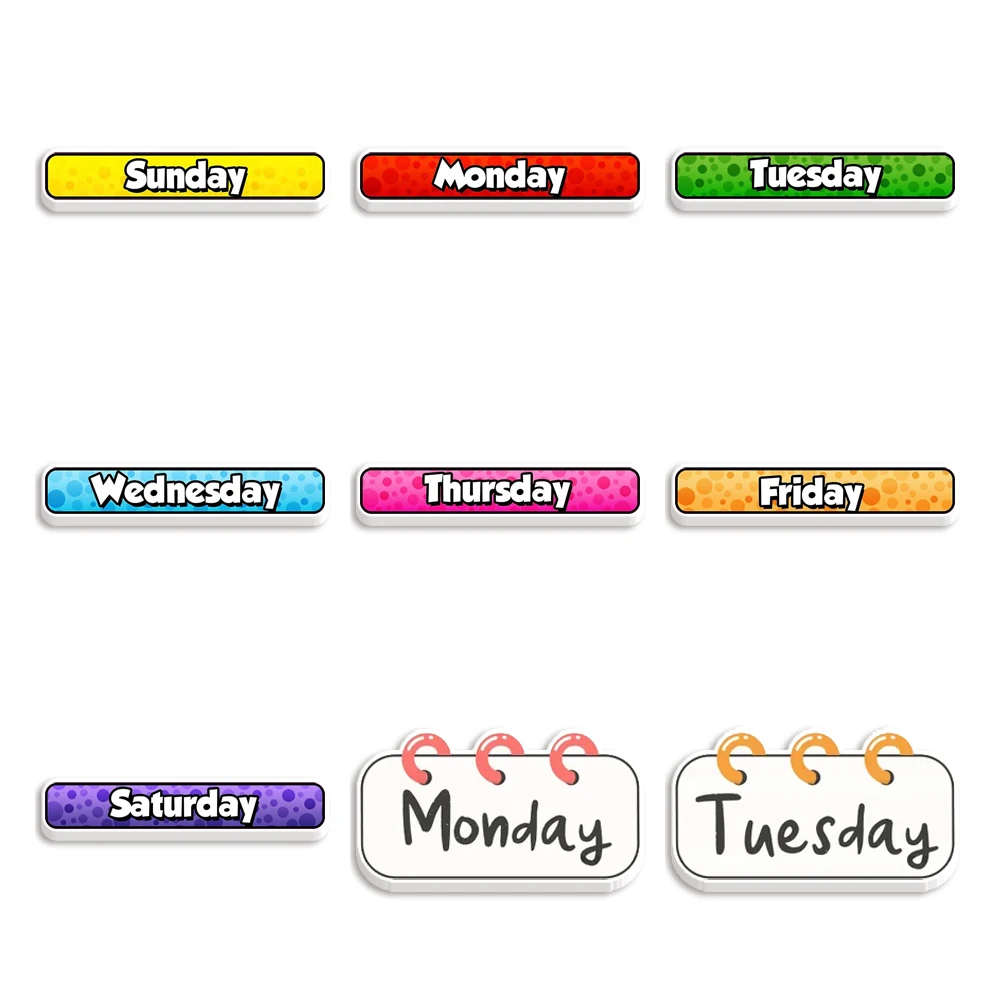 Days Of The Week Resin Planar Cards Acrylic Cabochon Craft For DIY Materials