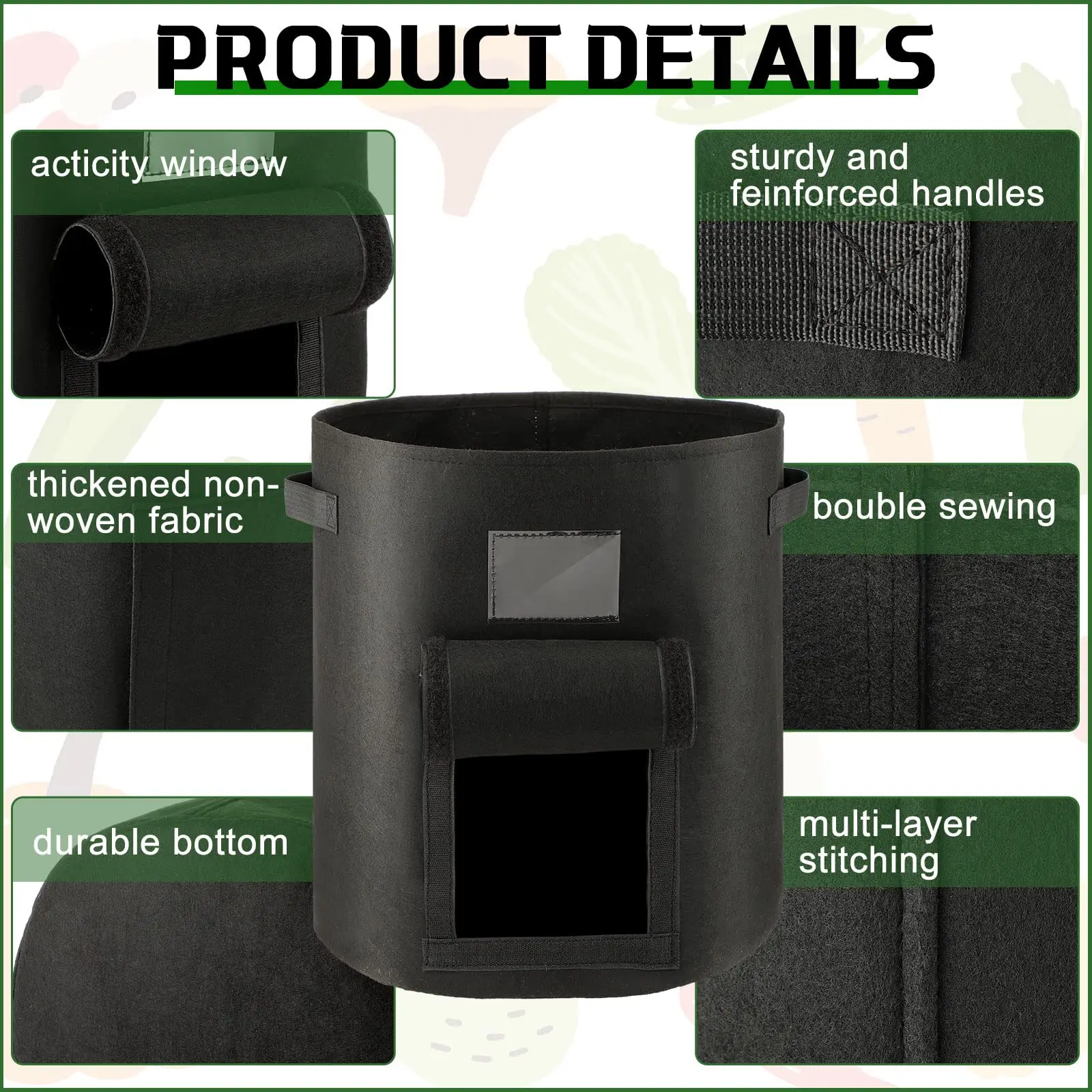 Heavy Duty Gardening Household Flower Planting 2 Gallon Bags For Plants