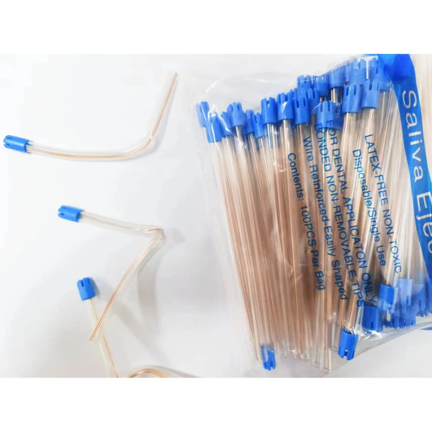 Non- Removable Saliva Ejector /  Suction Tips With Copper wire 14.7cm teeth