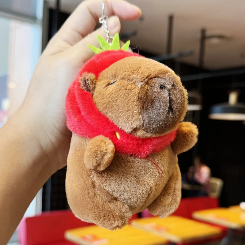 Capibara Female Turtle Plush Toy Customizable Cotton Capybara Doll Keychain 10cm Schoolbag Pendant Wholesale
