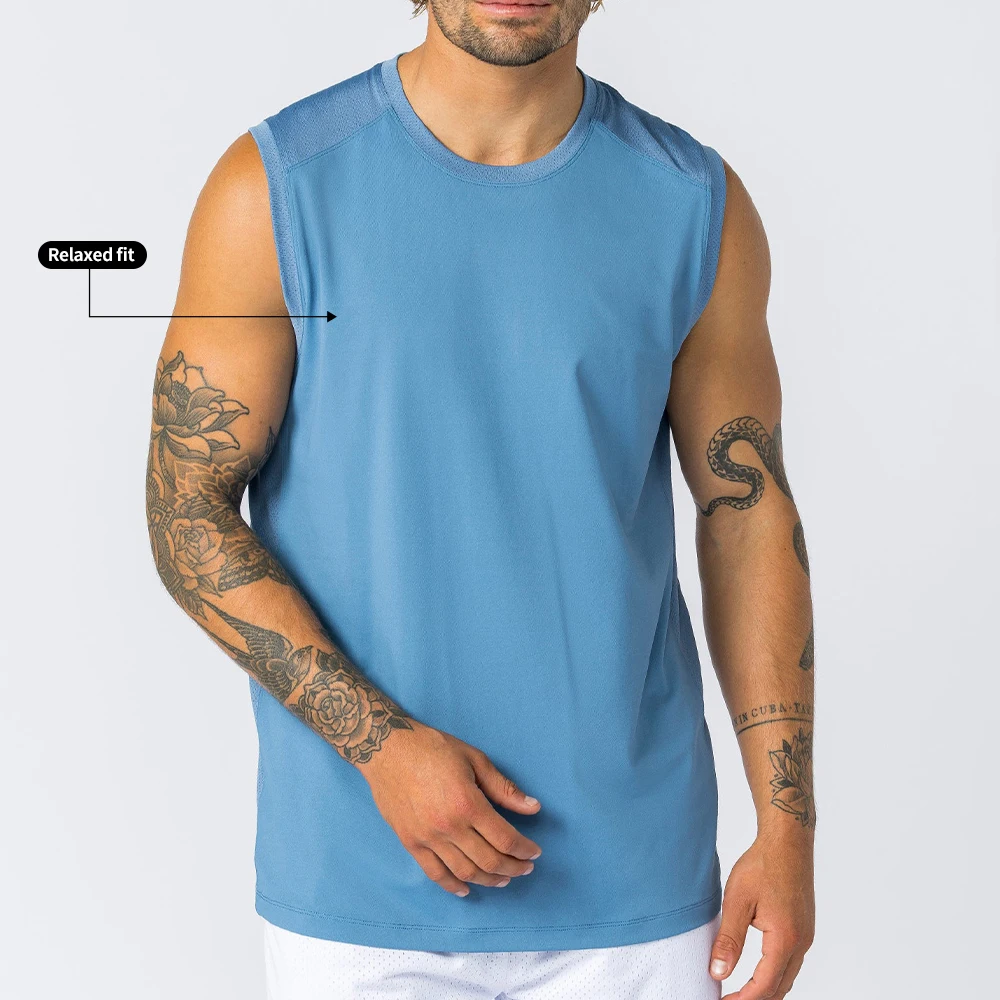 Manufacture custom logo high quality sleeveless vest streetwear blank gym top heavy weight fitness workout men gym wear