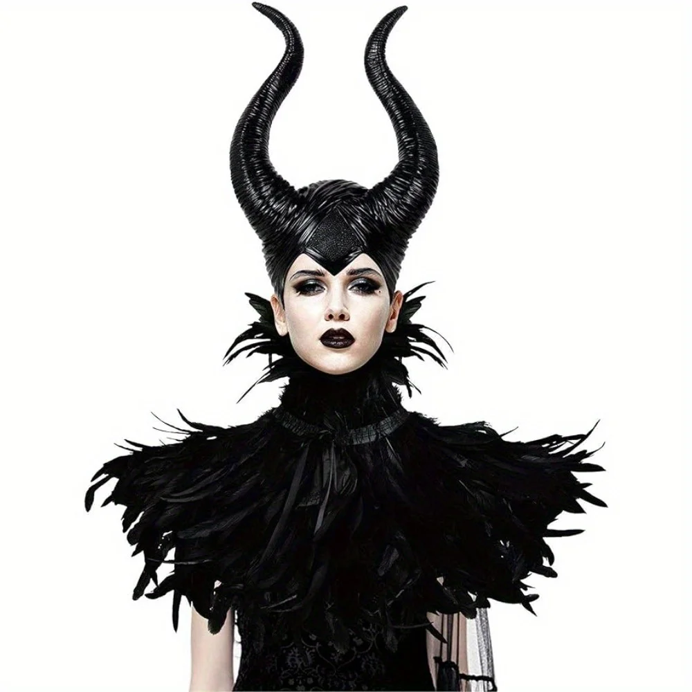 Maleficent Cosplay Props Halloween Christmas Elegant Black Rave Party Supplies Head Decoration