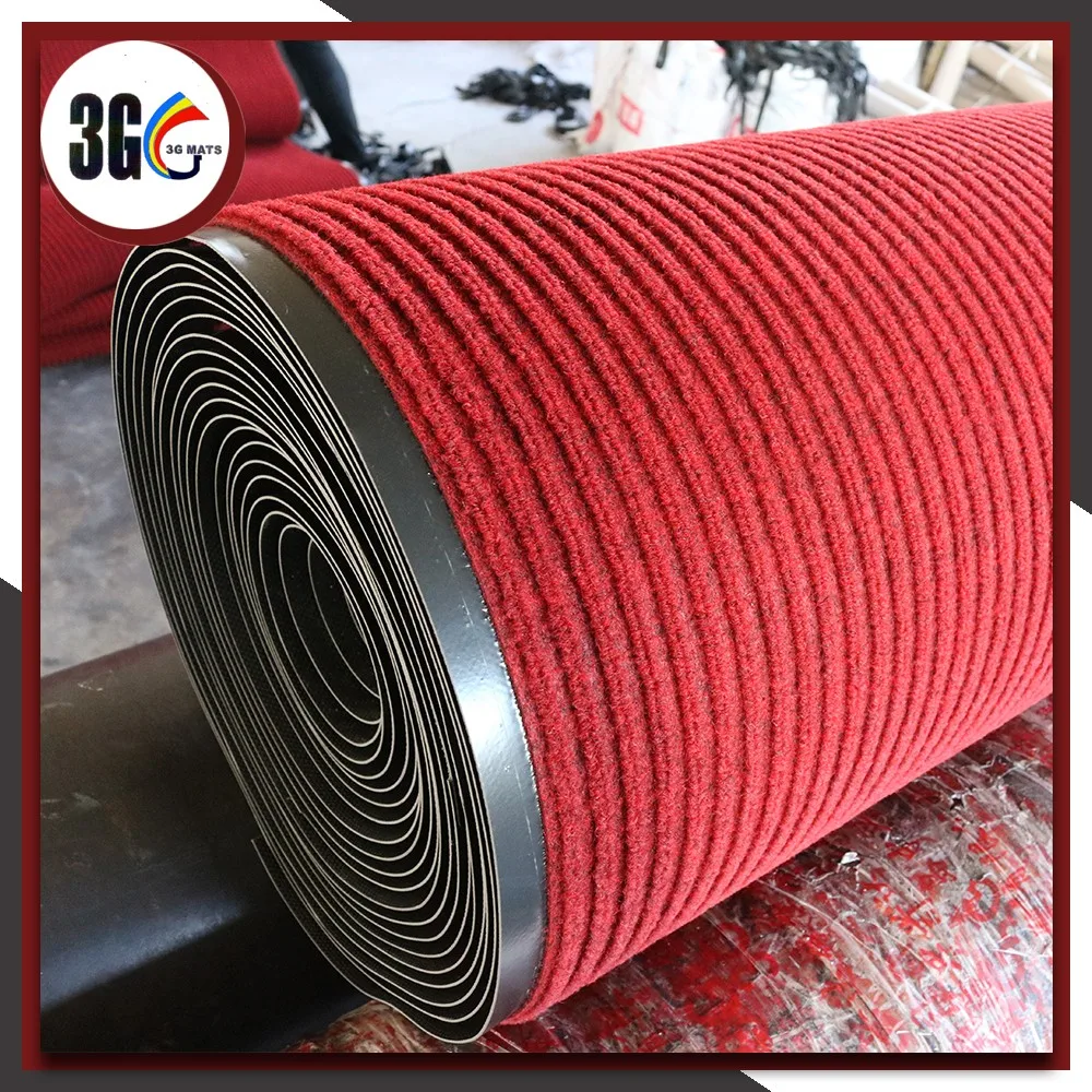High Quality Low Price Red Carpet Wedding Runner Hall Carpet Polyester Ribbed Doormat Rolls Floor Mat
