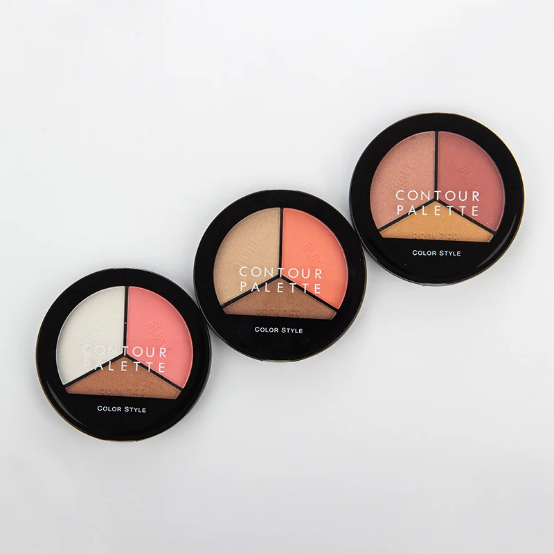 
3 in 1 Highlighter Blusher Bronzer Soft And Delicate Contour Powder Palette 
