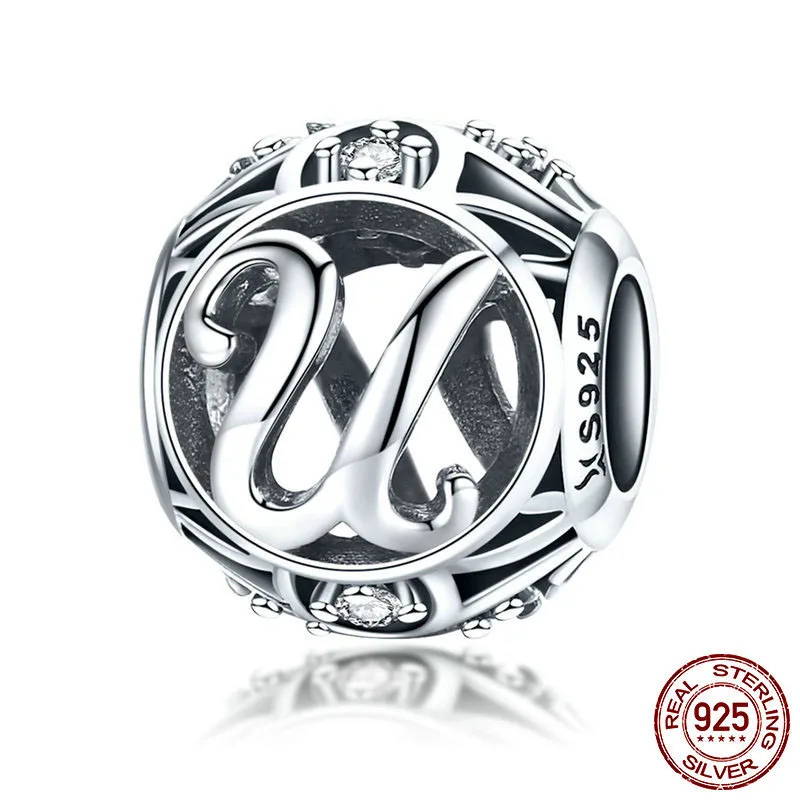 Factory wholesale fashion 925 sterling silver 26 Letters charm beads fit  bracelet jewelry classic inital beads