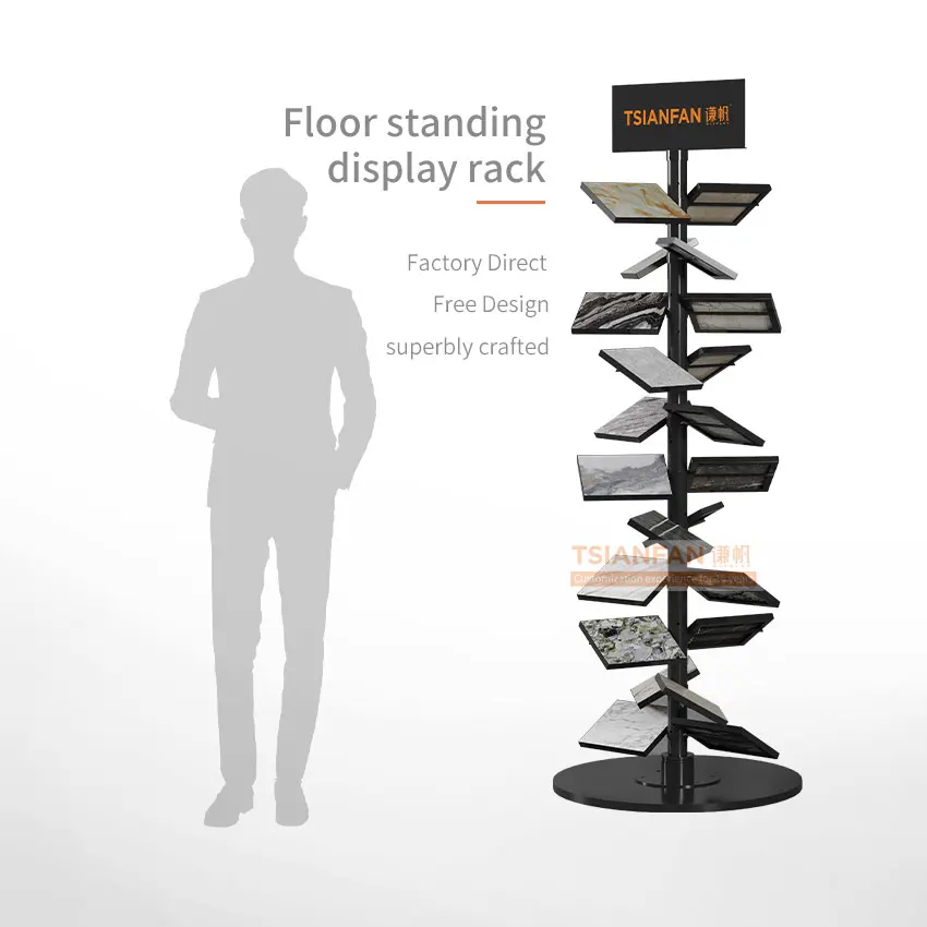 Wholesale custom quartz stone rack granite slab display 360 degree rotation display stand for showroom floor tile display rack