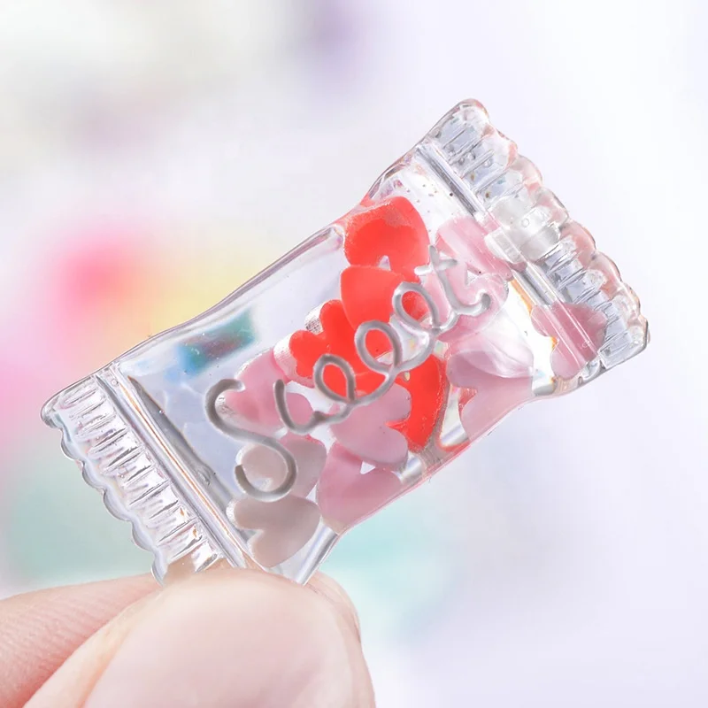 
Cute Resin Transparent Candy Flat Back Cabochon Sweet Sugar Style for DIY Phone Case Ornament Decoration 