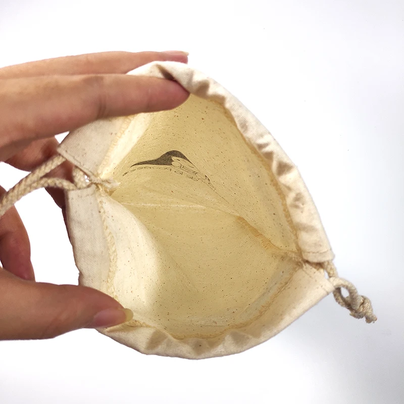 Custom Dust Bag Organic Muslin Packing  Canvas Custom logo Wholesale 180gms Cotton String Pouch