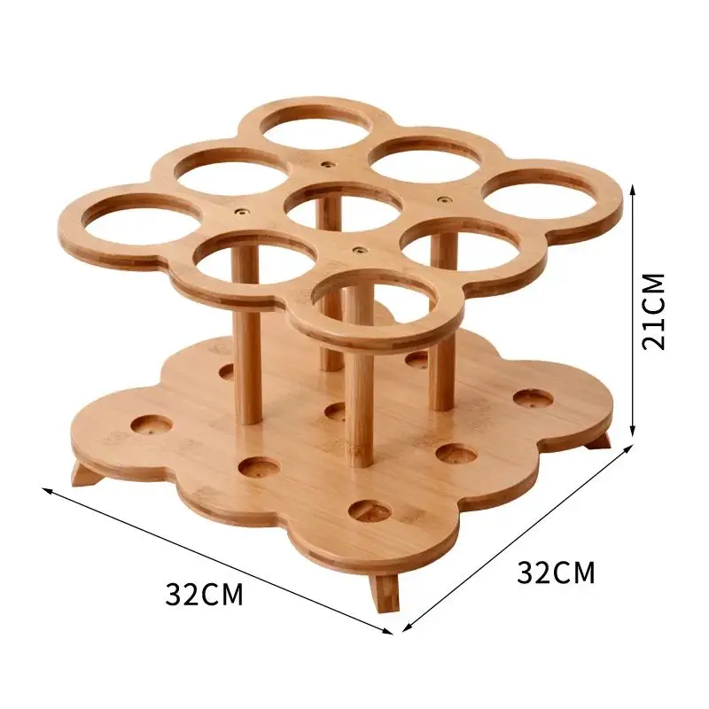 High Quality Bamboo Wholesale Kitchen Furniture Organiser wine holder Tabletop Bamboo 5/9/12/15 Bottle Wine Rack