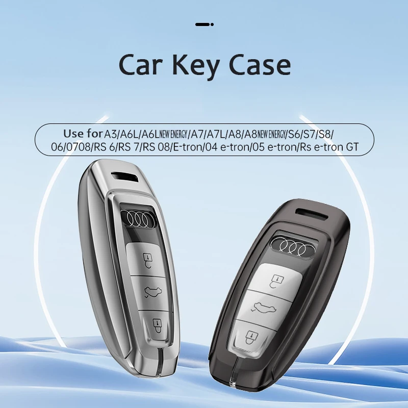 Perfect zinc alloy car smart key case for audi car with metal key chain