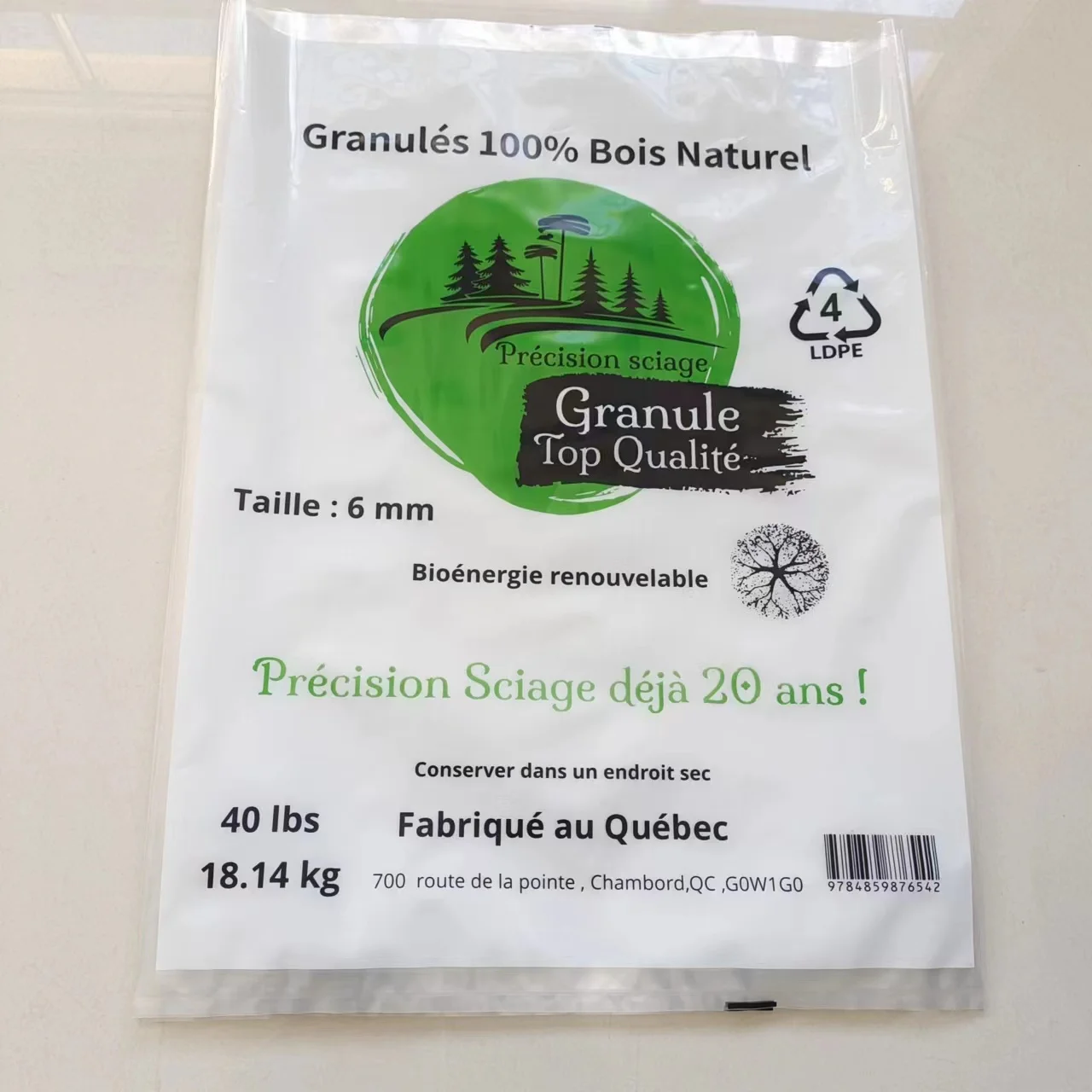 Custom logo Empty 15 kg clear Transparent Pe Plastic Bags for Wood Pellet Packing