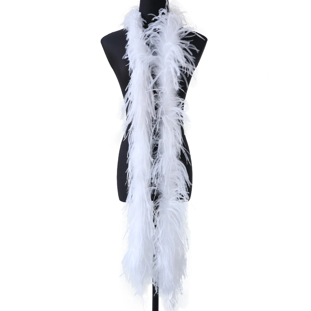 2meters Puffy White Ostrich feather boa Wedding Party Dress Decoration Clothing Sewing Trim Real feather Ribbon Crafts