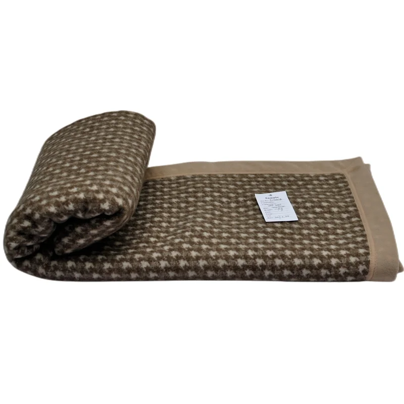 BLUE PHOENIX wool blanket bed 100%  merino wool Houndstooth winter warm suede bound edge fluffy brushed  luxury