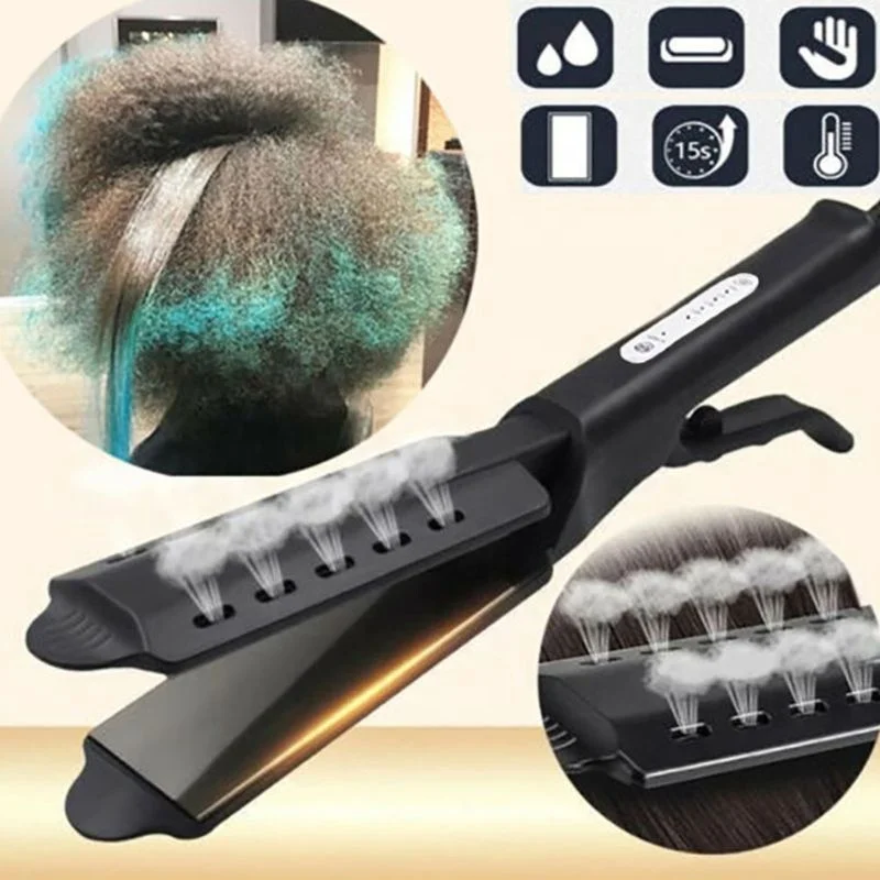 Portable Ceramic Tourmaline Ionic Flat Iron Hair Straighten Four-gear Temperature Setting Professional Steam Hair Straightener