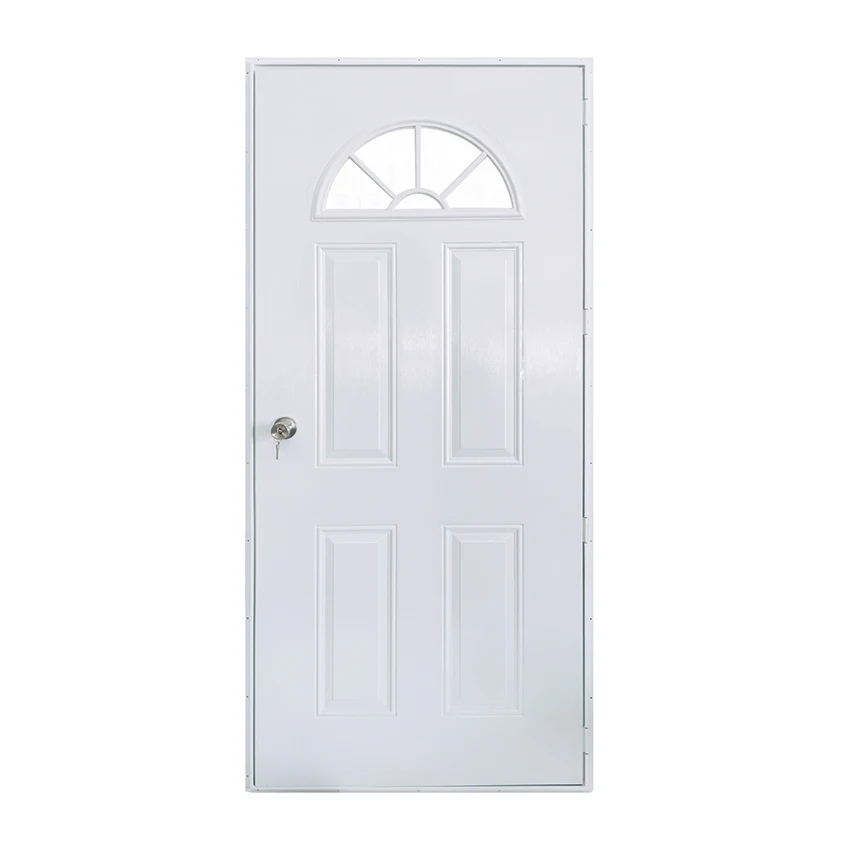 SIX PANEL STEEL OUT-SWING single DOOR WITH SUNBURST WINDOW 36X80 inch