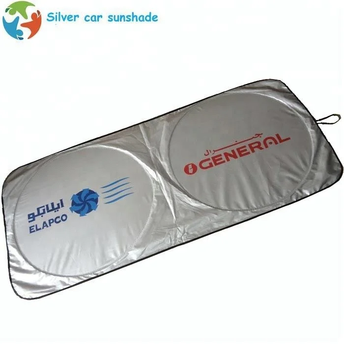 Pop up folding car window sunshade  universal size silver polyester sunshade for car