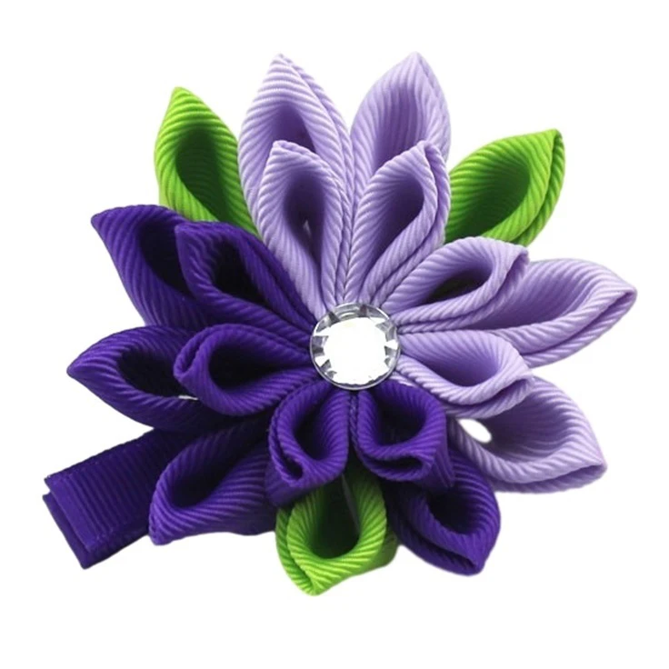 3 Inch Halloween Japanese Style Irish Hair Bows Kanzashi Tsumami Flower Ribbon Hair Clips with Alligator Clip