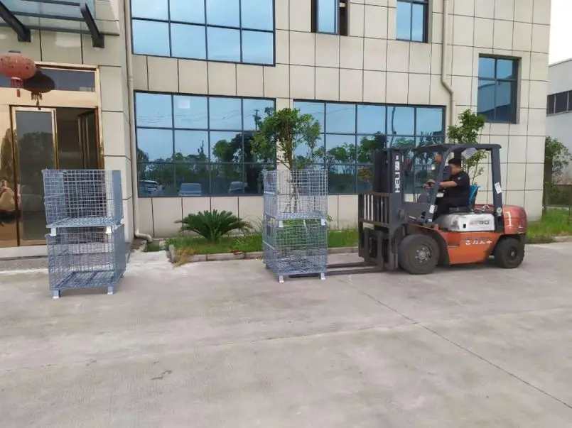 Detachable Steel Galvanized Mesh Transport Boxes Nestainer Argo Roll Container Industrial Storage Metal Containers