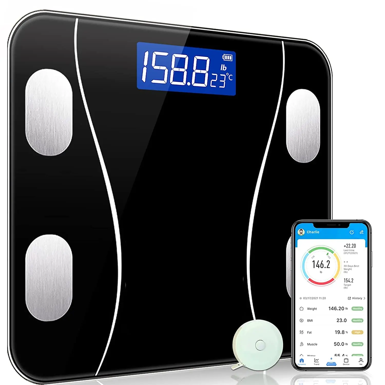 Scala Di Grasso Corporeo Body Fat Scale Bluetooth Synchronous Scale Digital Display Square Smart Kitchen Tools Electronic Scales