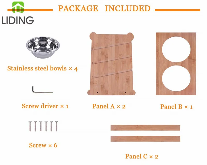 bamboo adjustable dog bowl stand