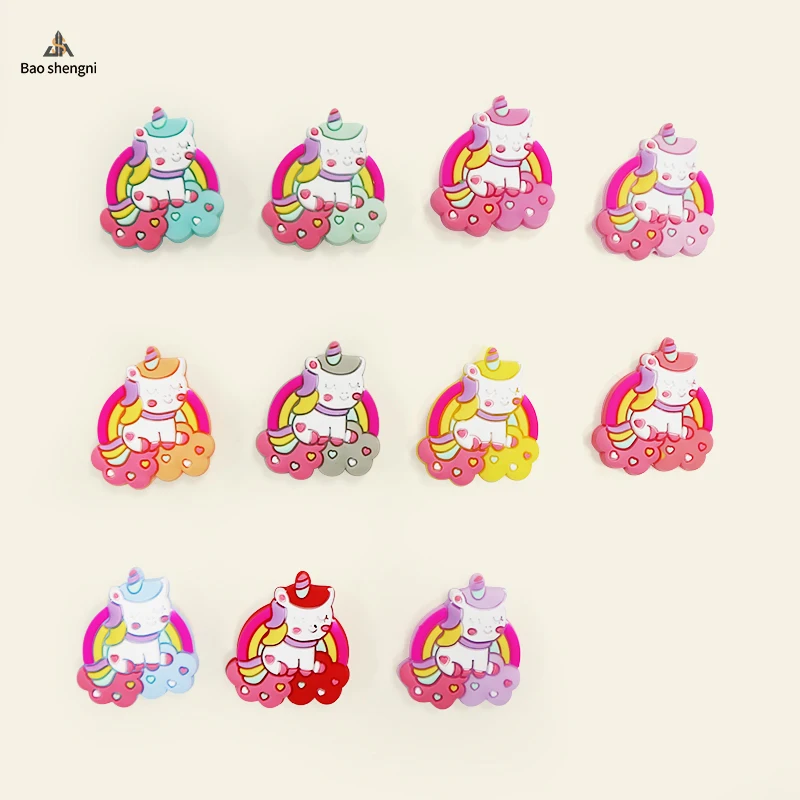 New Design Silicone cartoon Teether Beads for Pen Making Fashion Food Grade Baby Teeth Toys Silicone focal Beads DIY Bracelet Be