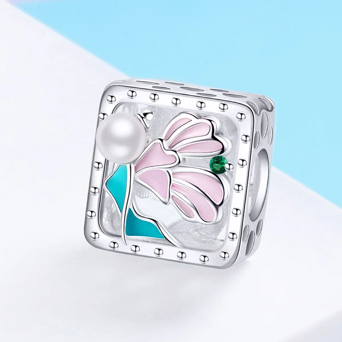 LEICARE Enamel Cute Elf Charm Pendant 925 Sterling Silver Fashion Square Charm Spacer Bead for DIY Jewelry Making