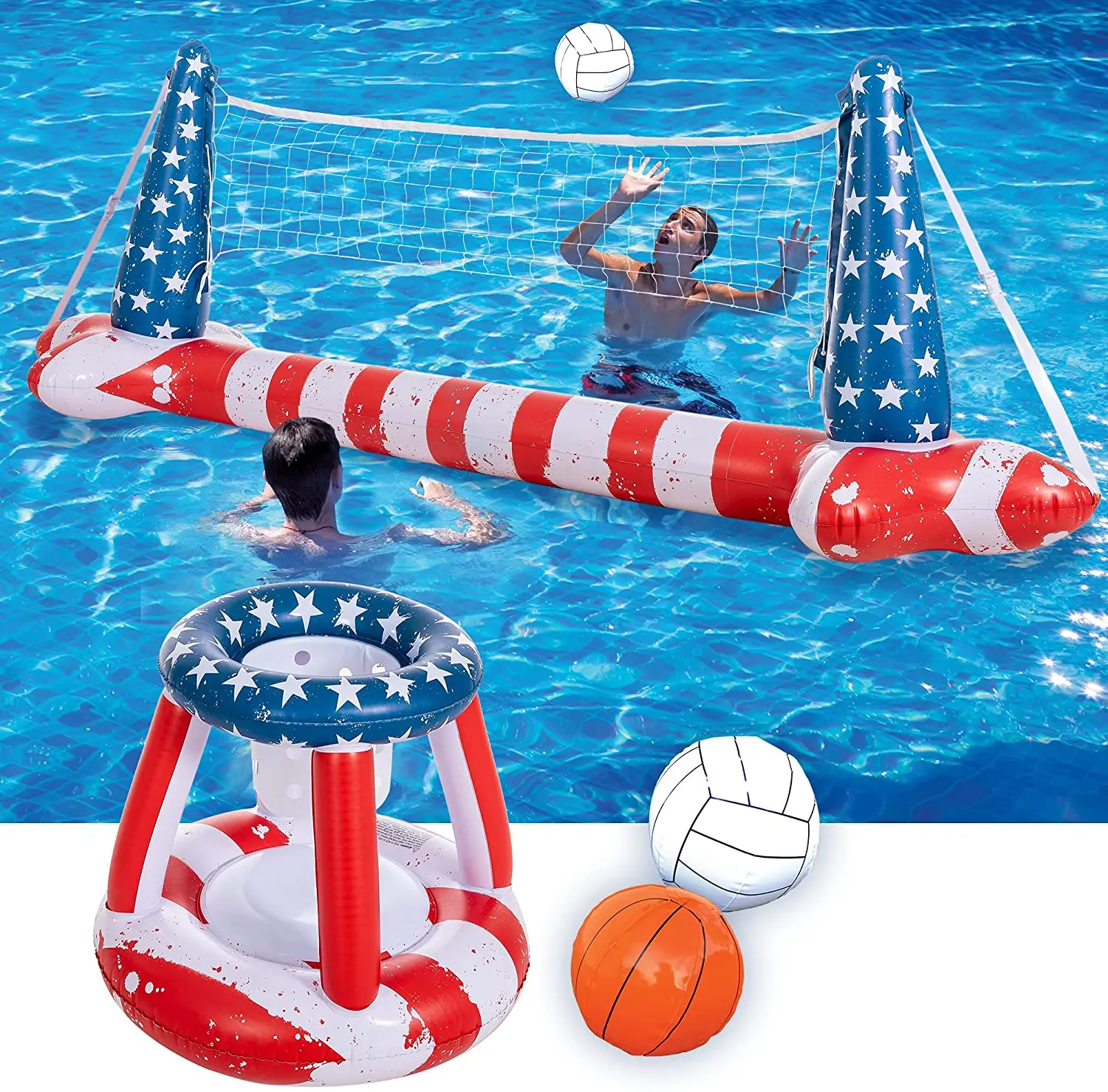Inflatable pool volleyball set Water Sports Game Swim Toy Inflatable Basketball Set Floating Pool Toys
