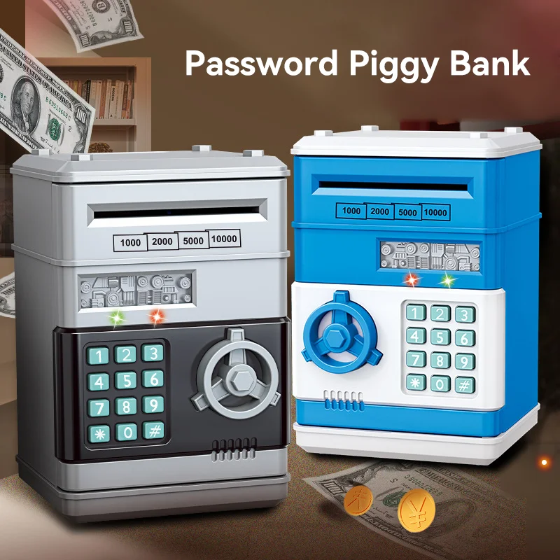 Customized Wholesale ATM Bank Toy Simulated Fingerprint Unlock With Light Music Password Key Keeps Cash Electronic Saving Box