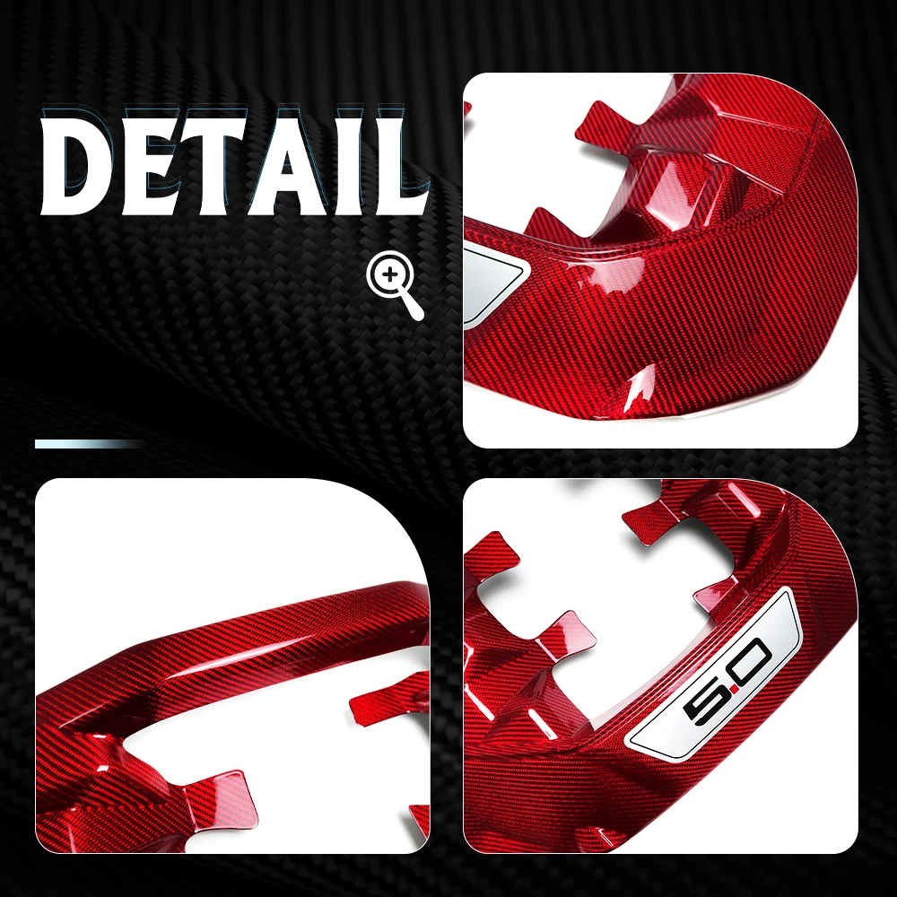 Jogon For Ford Mustang S650 GT Dark Horse V8 2024+ 5.0L Engine Plenum Cover Replacement Dry Carbon Fiber Exterior Accessories