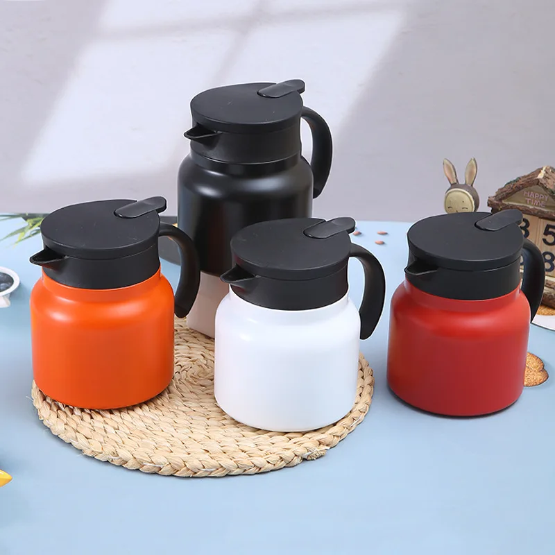 Themo Vacuum Flask Insulated Carafe Coffee Tea Pot Stainless Steel Water Bottle Double Wall Tea Pot CLASSIC HANDGRIP 12-24 Hours